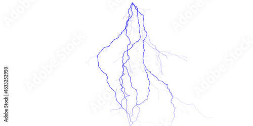 A striking blue lightning bolt against a stark black background illuminating the dark night sky above us