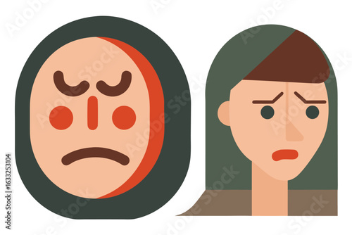 Sad faces expressive icons emotions