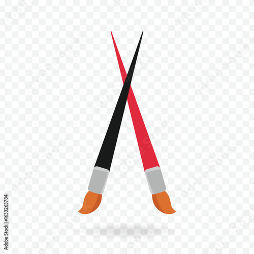 Paint drawing brush clip art vector illustration on transparent background
