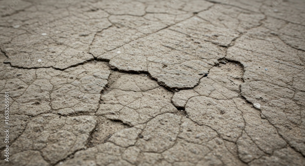 Fototapeta premium Fractured Pavement Surface: An Abstract Study of Concrete Degradation and Texture