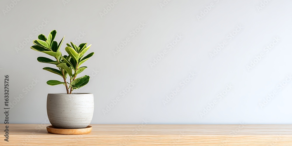 Fototapeta premium Potted Plant on Wooden Table