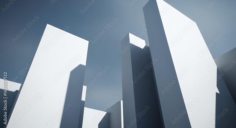 Fototapeta premium Modern architectural design of white skyscrapers against a blue sky