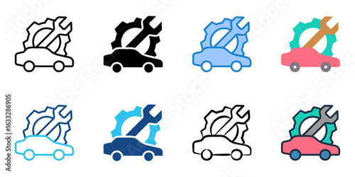 Car maintenance icon set multiple style collection 

