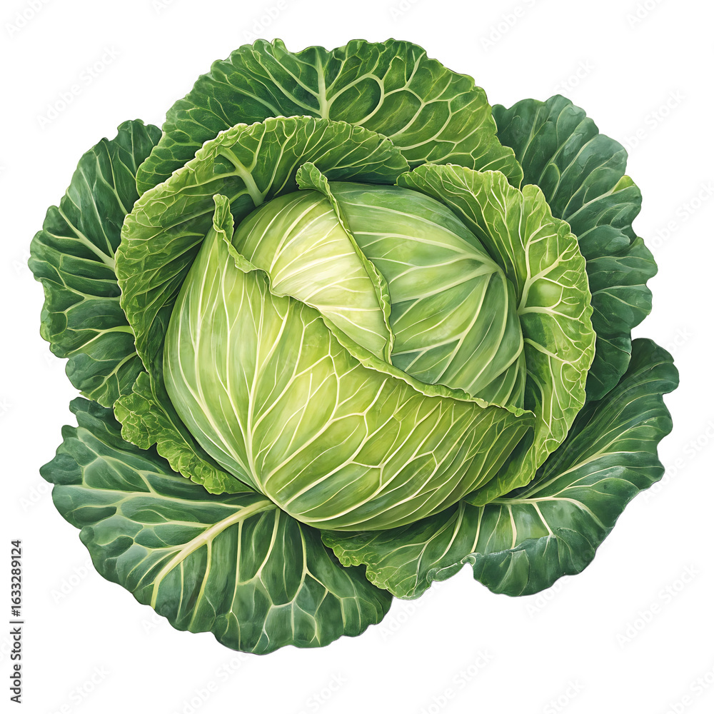 Fototapeta premium Fresh green cabbage on a black background vibrant healthy vegetable ingredient for salads and cooking vegetarian and vegan food