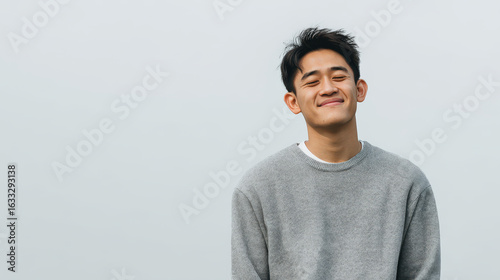 minimalistic portrait of person smiling with gratitude embodying concept of ai helping to maintain gratitude