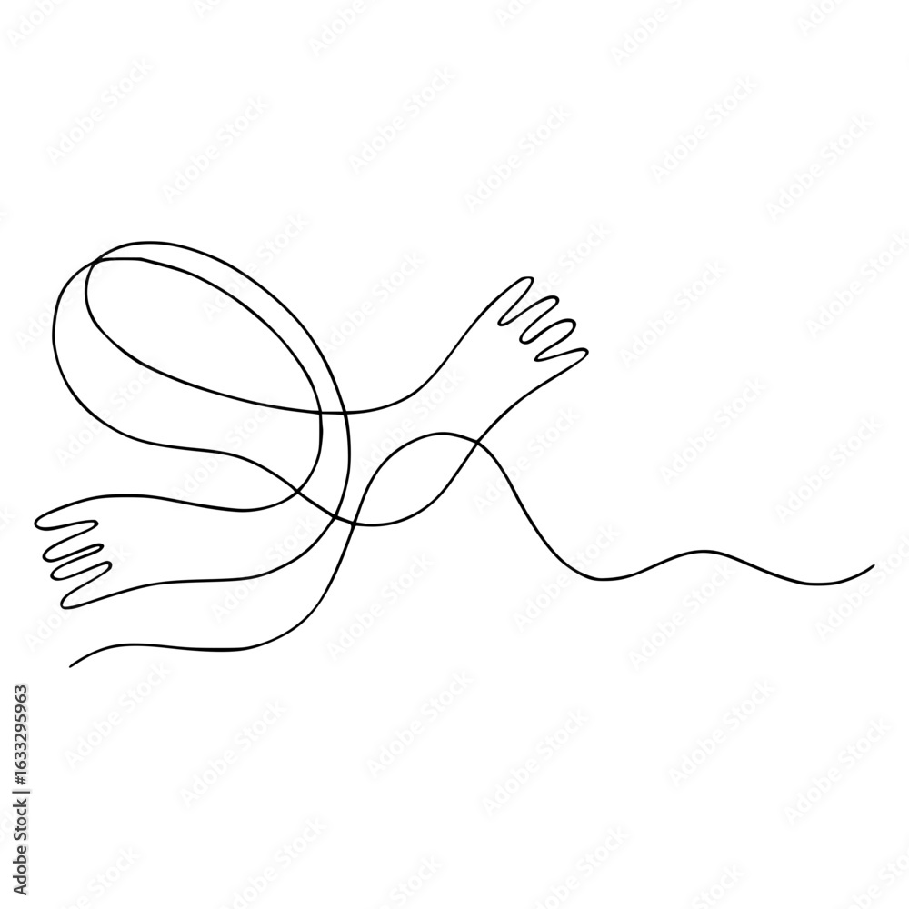 Fototapeta premium Minimalist continuous line drawing of intertwined abstract shapes, rendered in black on a clean white background
