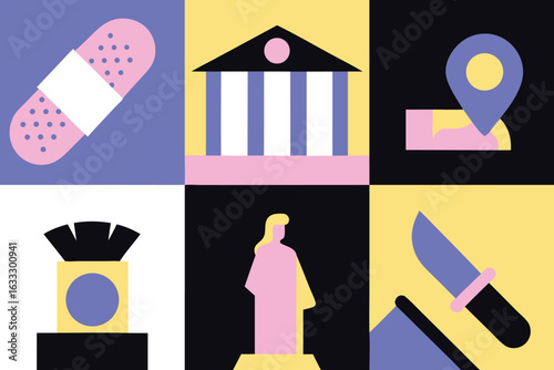 Colorful geometric icons pack download set of silhouettes abstract