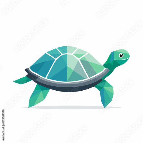 Polygonal Geometric Sea Turtle Illustration