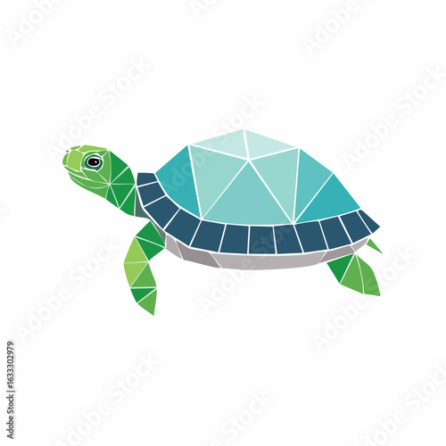 Polygonal Geometric Sea Turtle Illustration
