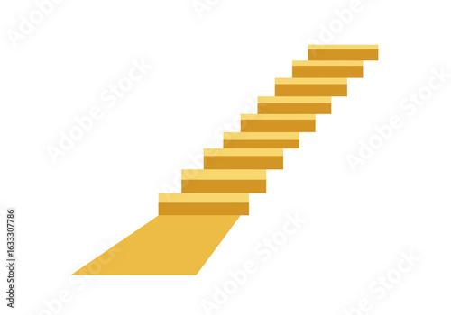 A set of yellow stairs ascend upwards from left to right