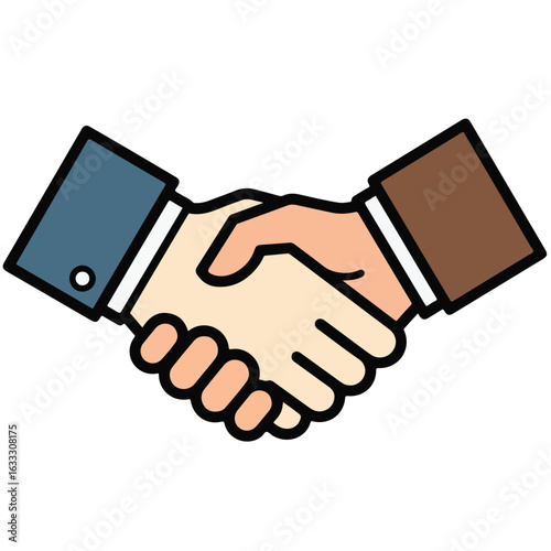 Business handshake illustration agreement partnership cooperation dealmaking collaboration contract signing