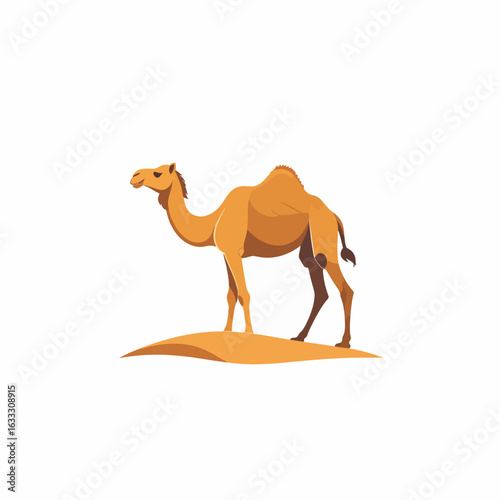 Dromedary Camel, Standing Profile, Light Brown Hues, Desert Dune Setting
