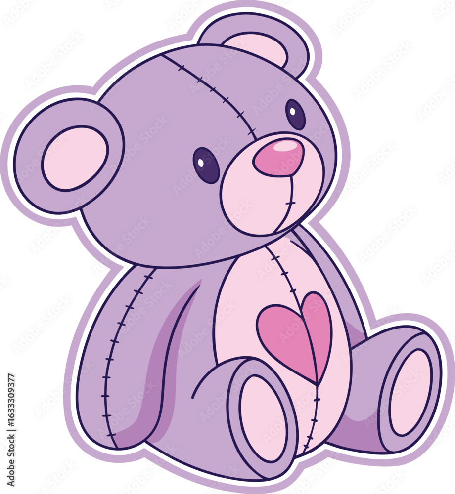 Fototapeta premium A cartoon vector illustration shows a cute teddy bear and a baby pig playing together, bringing a fun and joyful character to a child's toy collection
