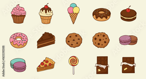 Food Icon - Sweets, Cupcakes, Ice Cream, and Candy Icons