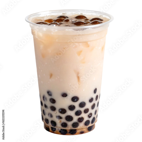 Taiwan milk tea in plastic cup with bubble.