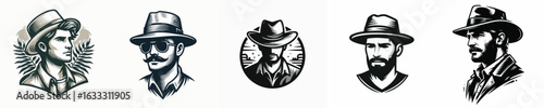 VECTOR IMAGE OF A MAN WEARING A HAT ON A WHITE BACKGROUND
