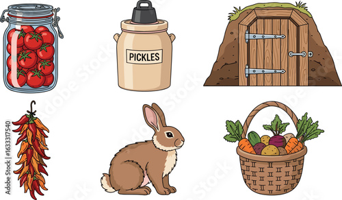 Harvest, Preservation, and Garden Bounty Illustrations