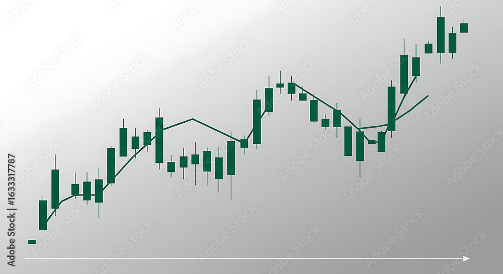 Obraz premium Green Candlestick Chart Showing Upward Trend.