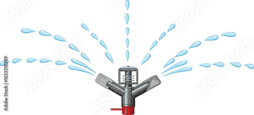 Garden Sprinkler Watering Lawn with Spraying Water Jets