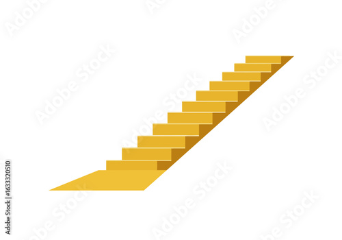 Ascending yellow stairs on a white backdrop create a simple illustrative design