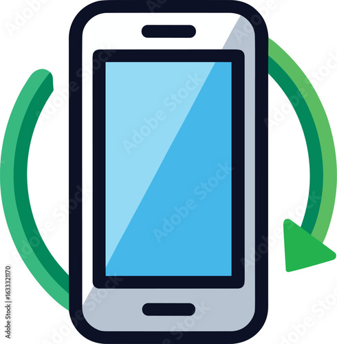 Smartphone with refresh or rotate icon