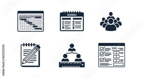 Project management schedule tasks planning team organization workflow chart