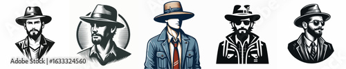 VECTOR IMAGE OF A MAN WEARING A HAT ON A WHITE BACKGROUND