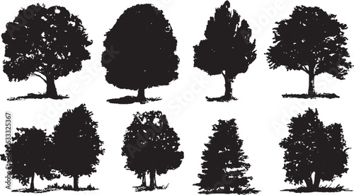 Set Trees redwood tree icon, redwood tree silhouette vector illustration-simple silhouette illustration of redwood tree, perfect for redwood tree logos 