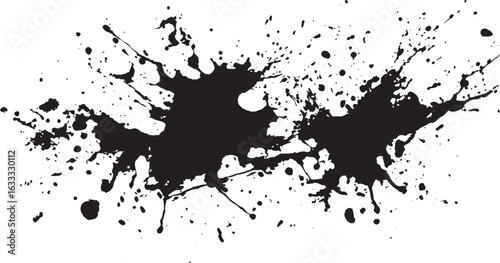 Collection of black bleeding ink splatter Vector grunge ink splat isolated white background