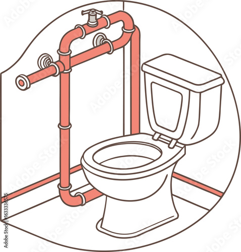hand drawn illustration of a toilet