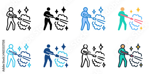 Driveway cleaning icon set multiple style collection 
