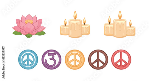 Peace candles lotus flower meditation spiritual wellness relaxation art