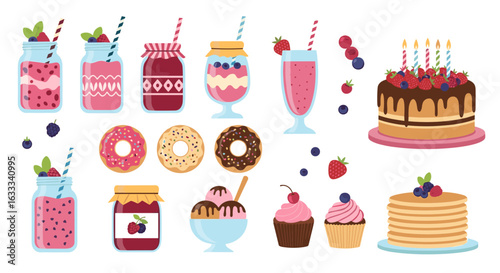 A collection of delicious sweet treats and fruity drinks perfect for celebrations and parties