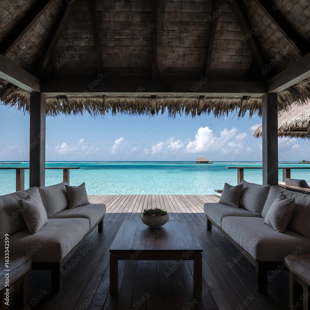 Fototapeta premium Stylish and luxurious overwater villa