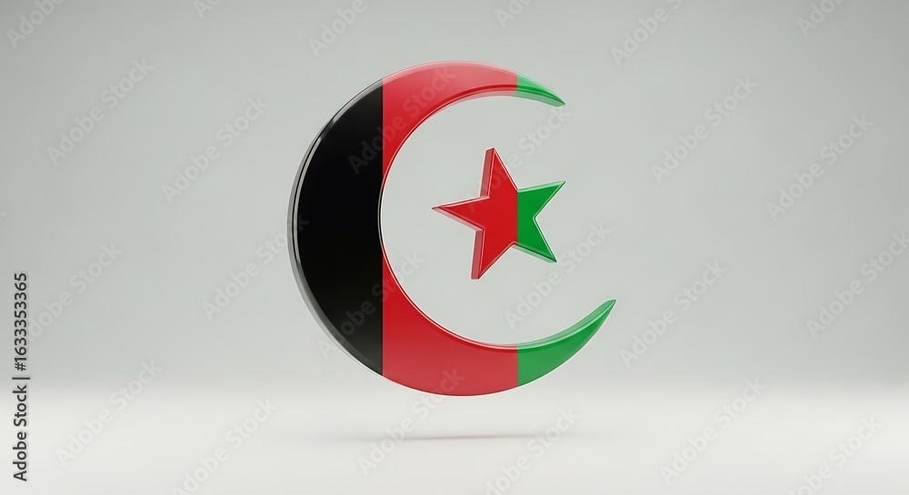 Obraz premium Afghanistan Flag Crescent and Star: Bold Colors, Glossy Finish, Studio Shot