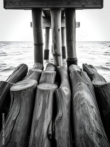 Close up of old pier timbers