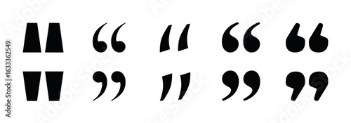 Quote Mark Icon Set. Vector Punctuation Symbols in Multiple Styles for Typography, Design