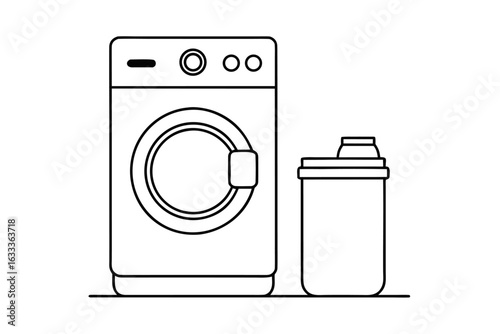 Front load washing machine vector icon illustration for household laundry appliance cleaning