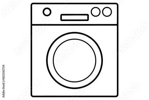 White, front-load washing machine appliance vector icon isolated on a white background