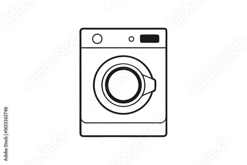 White front-load washing machine isolated on a white background with a modern appliance vector illustration