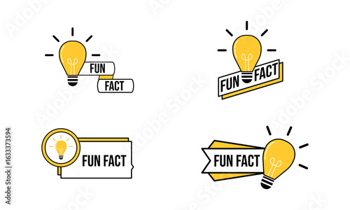 Set of Did you know vector template post icon for social media background, fun fact blank template fyi vector with lightbulb idea