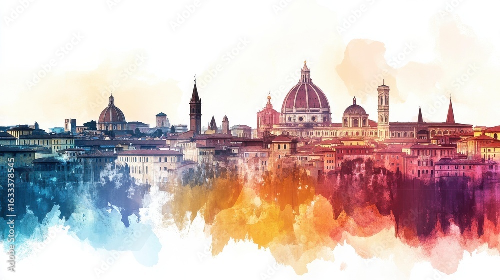 Obraz premium Picturesque cityscape with colorful buildings and domes during day