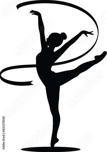 Rhythmic gymnast performing with ribbon rhythmic gymnastics