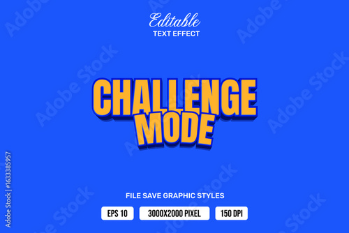 Premium challenge mode text effects can be edited again, suitable poster, template white background.