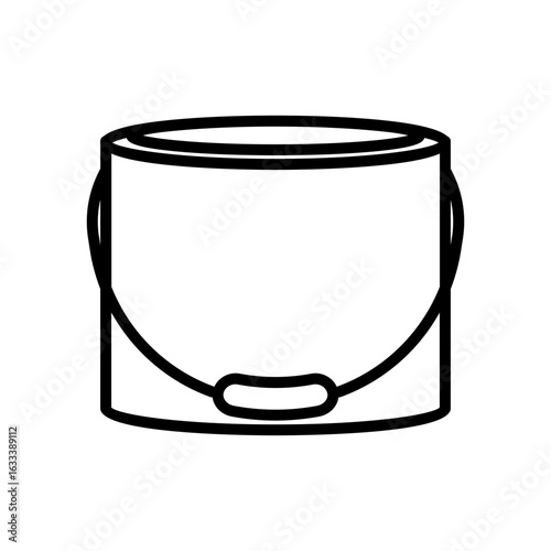 Flat Outline Paint Bucket with Bottom Handle Icon – Art Supplies, Painting Tools, and Creative Design Equipment for Artists and DIY Projects