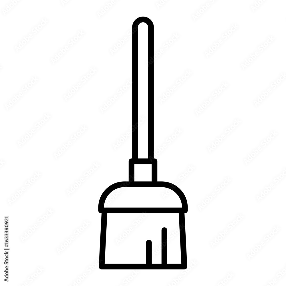 Fototapeta premium Flat Outline Broom Icon – Household Cleaning Tool for Sweeping Floors