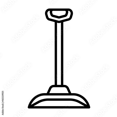 Flat Outline Dustpan Icon – Household Cleaning Tool Vector for Sweeping, Floor Cleaning, Home and Office Maintenance