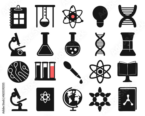 A curated assortment of graphic elements featuring minimalist designs with striking black and vibrant color accents isolated on transparent background