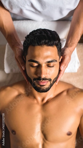 Man Receiving Soothing Face Massage for Ultimate Relaxation and Wellness