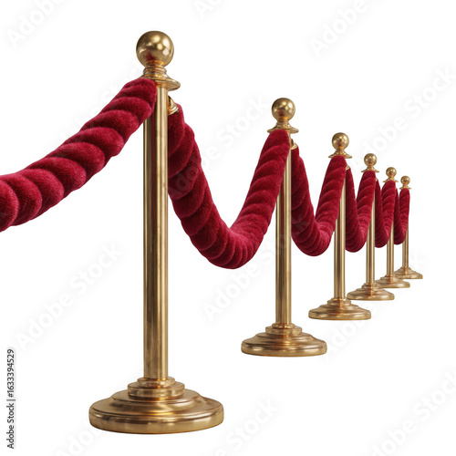 Red carpet stanchions isolated on transparent background